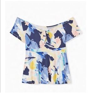Torrid Super Soft Off the Shoulder Abstract Print Babydoll Top Size 2